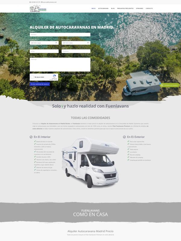 Pagina Web Alquiler de Caravanas Fuenlavans